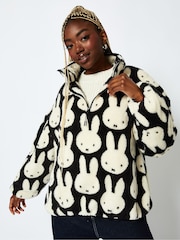 Miffy x Skinnydip Repeat Print Longline Fleece in Black and White - Image 1 of 6