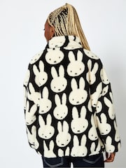 Miffy x Skinnydip Repeat Print Longline Fleece in Black and White - Image 2 of 6