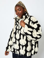 Miffy x Skinnydip Repeat Print Longline Fleece in Black and White - Image 3 of 6
