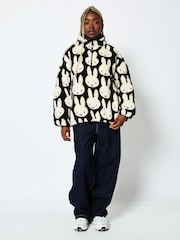Miffy x Skinnydip Repeat Print Longline Fleece in Black and White - Image 4 of 6