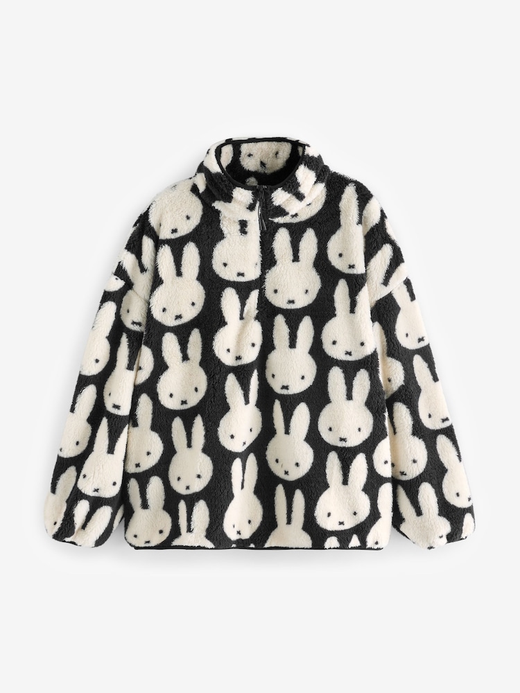 Miffy x Skinnydip Repeat Print Longline Fleece in Black and White - Image 6 of 6 Miffy x Skinnydip Repeat Print Longline Fleece in Black and White - Image 6 of 6