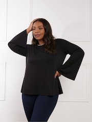Live Unlimited Curve Jersey Flared Sleeve Black Top - Image 1 of 1