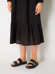 Live Unlimited Curve Cotton Cut Work Detail Black Dress - Image 3 of 6
