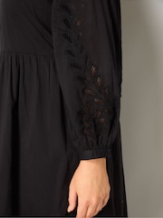 Live Unlimited Curve Cotton Cut Work Detail Black Dress - Image 4 of 6