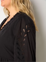Live Unlimited Curve Cotton Cut Work Detail Black Dress - Image 5 of 6