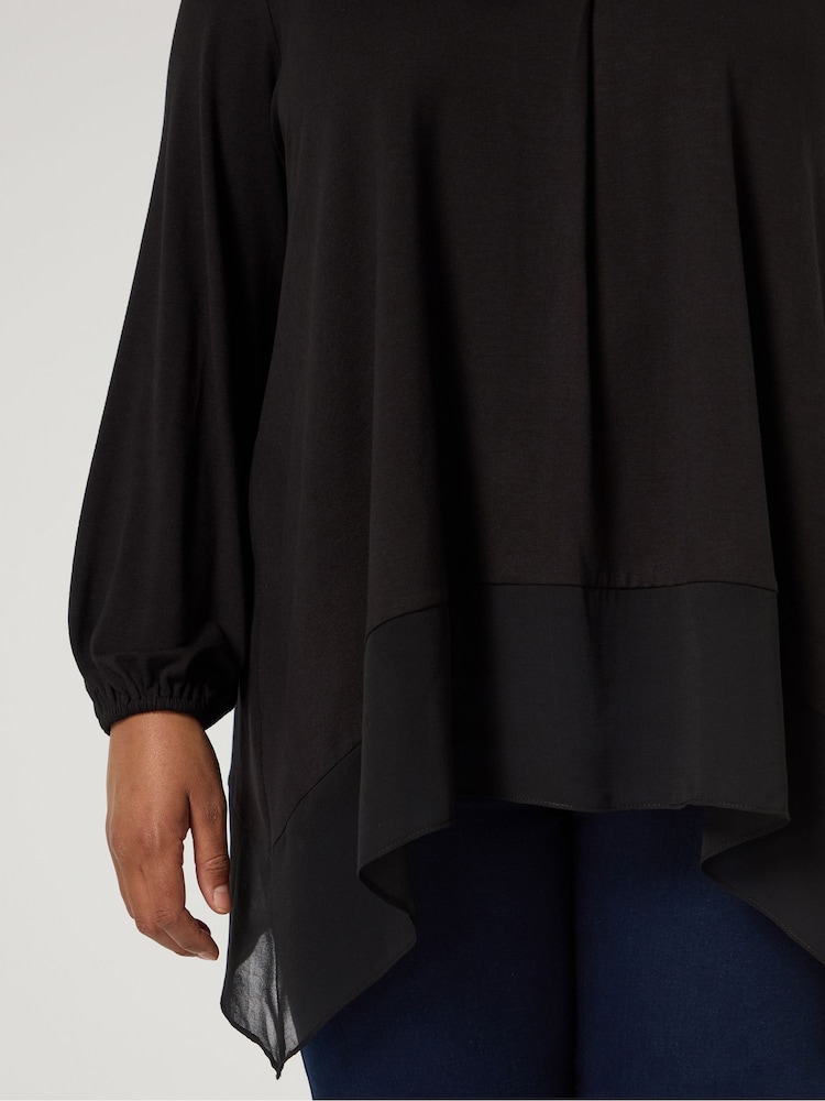 Live Unlimited Curve Jersey Hanky Hem Black Tunic - Image 2 of 4