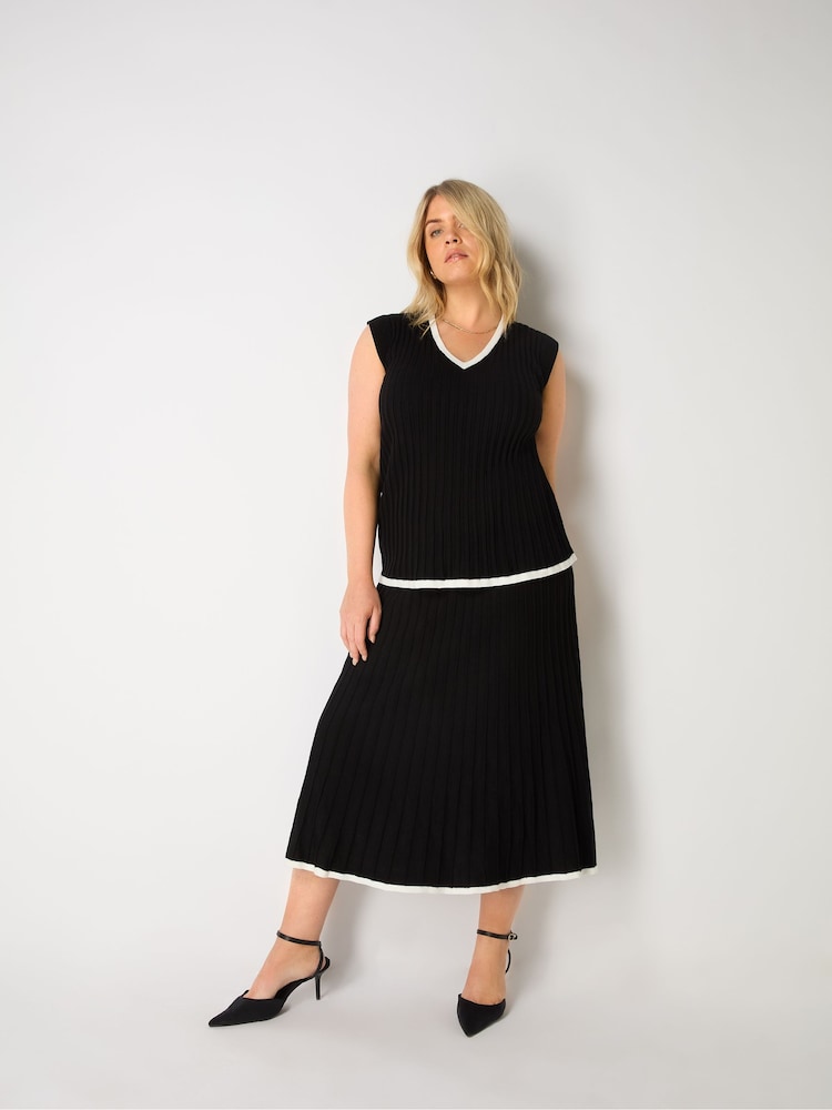 Live Unlimited Curve Contrast Tipping Knitted Black Skirt - Image 1 of 4 Live Unlimited Curve Contrast Tipping Knitted Black Skirt - Image 1 of 4