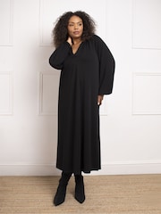Live Unlimited Curve Jersey V-Neck Midi Black Dress - Image 1 of 5