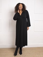 Live Unlimited Curve Jersey V-Neck Midi Black Dress - Image 2 of 5