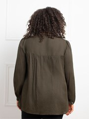 Live Unlimited Green Curve Chambray Boho Blouse - Image 2 of 3