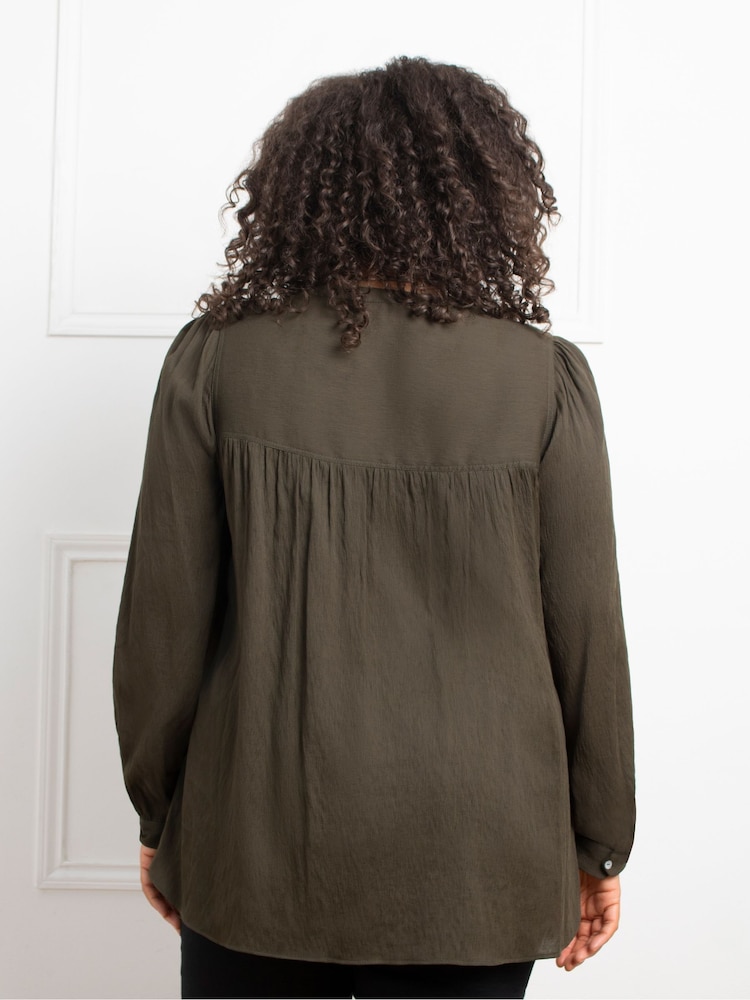 Live Unlimited Green Curve Chambray Boho Blouse - Image 2 of 3 Live Unlimited Green Curve Chambray Boho Blouse - Image 2 of 3