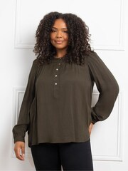 Live Unlimited Green Curve Chambray Boho Blouse - Image 3 of 3