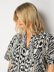Live Unlimited Curve Abstract Leopard V-Neck Black Blouse - Image 5 of 5