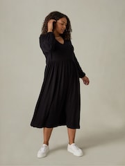 Live Unlimited Curve Jersey Nehru Collar Midi Black Dress - Image 1 of 3