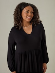 Live Unlimited Curve Jersey Nehru Collar Midi Black Dress - Image 2 of 3