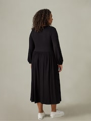Live Unlimited Curve Jersey Nehru Collar Midi Black Dress - Image 3 of 3