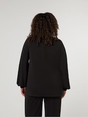 Live Unlimited Curve  Jersey V-Neck Raglan Sleeve Black Blouse - Image 3 of 3