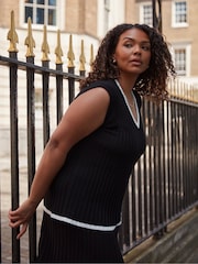 Live Unlimited Curve Contrast Tipping Knitted Noir Top - Image 2 of 6
