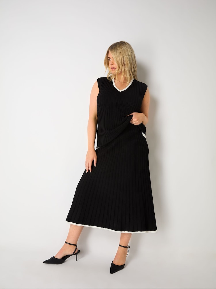 Live Unlimited Curve Contrast Tipping Knitted Noir Top - Image 4 of 6