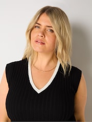 Live Unlimited Curve Contrast Tipping Knitted Noir Top - Image 5 of 6