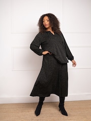 Live Unlimited Curve Fit & Flare Print Maxirock in Khaki-Grün mit Dash-Print - Bild 2 von 3