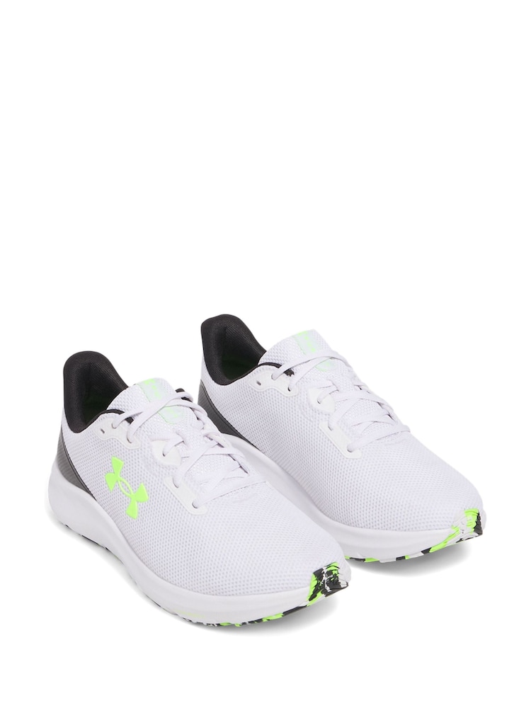 Under Armour White/Green Charged Pursuit 4 Trainers - Image 3 of 5