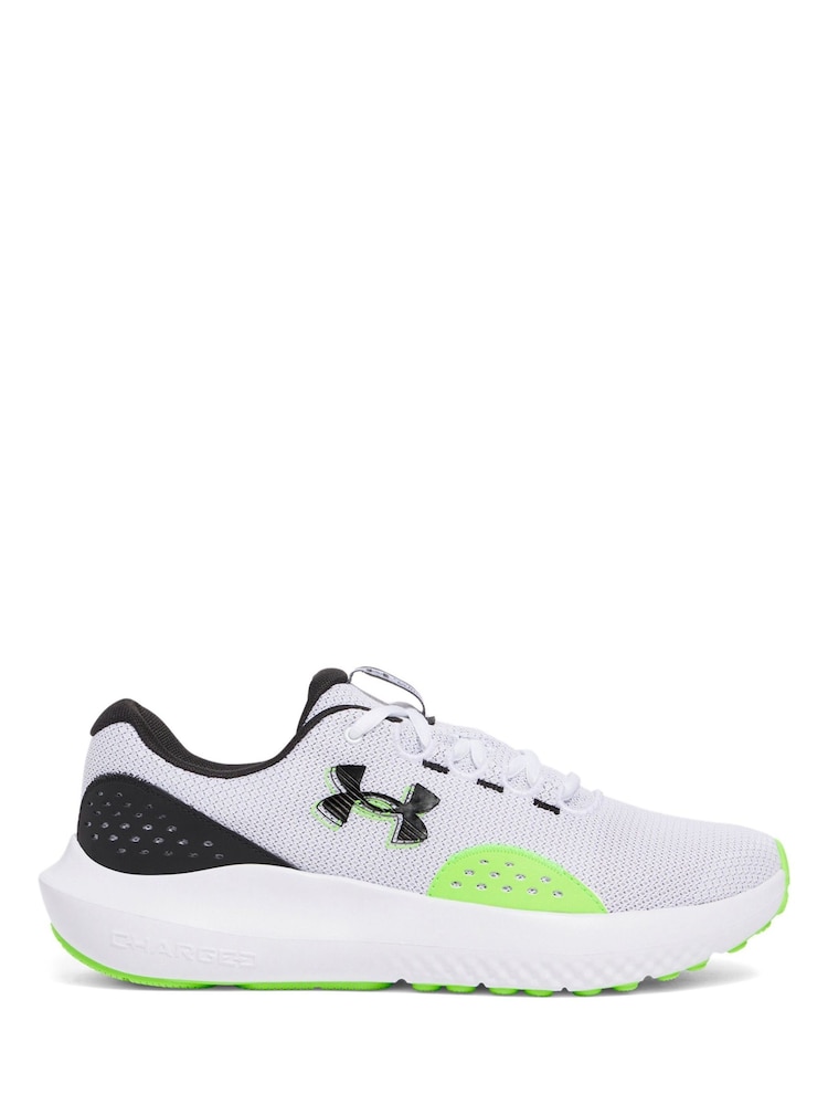 Under Armour White/Green Surge 4 Trainers - Image 1 of 5