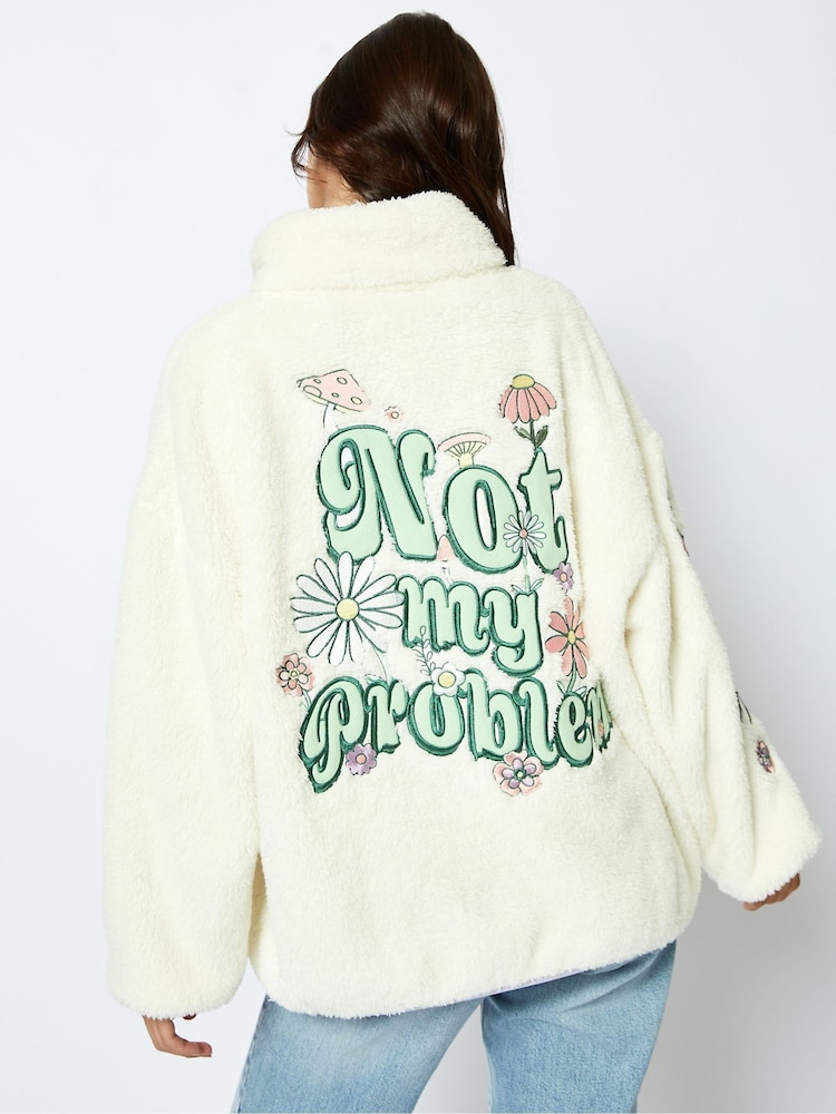 Skinnydip White Not My Problem Longline Fleece - Image 2 of 4 Skinnydip White Not My Problem Longline Fleece - Image 2 of 4