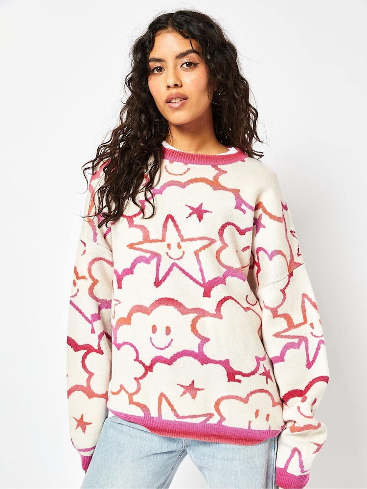 Happy Cloud Knit Jumper in Cream - Image 1 of 5 Happy Cloud Knit Jumper in Cream - Image 1 of 5