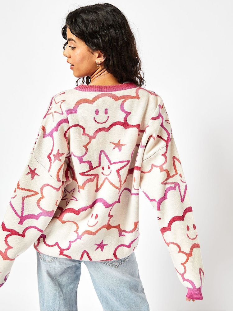 Happy Cloud Knit Jumper in Cream - Image 2 of 5 Happy Cloud Knit Jumper in Cream - Image 2 of 5