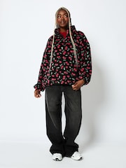 Skinnydip Ditsy Cherry Longline Black Fleece - Image 2 of 6