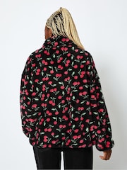 Skinnydip Ditsy Cherry Longline Black Fleece - Image 5 of 6