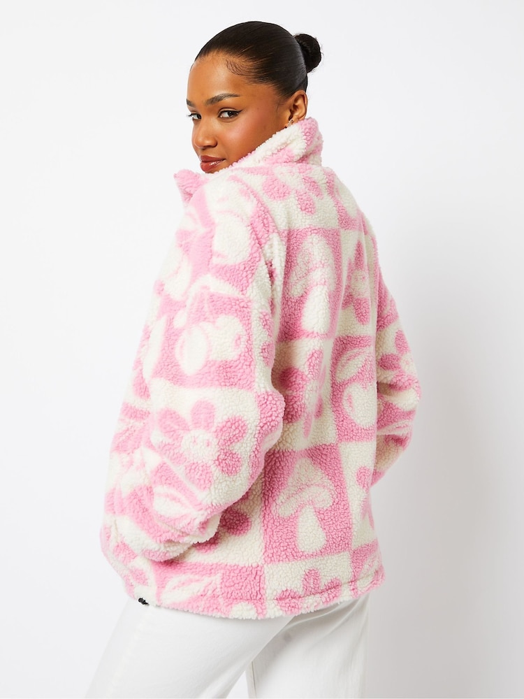 Checker Icon Borg Fleece in Pink - Image 2 of 2