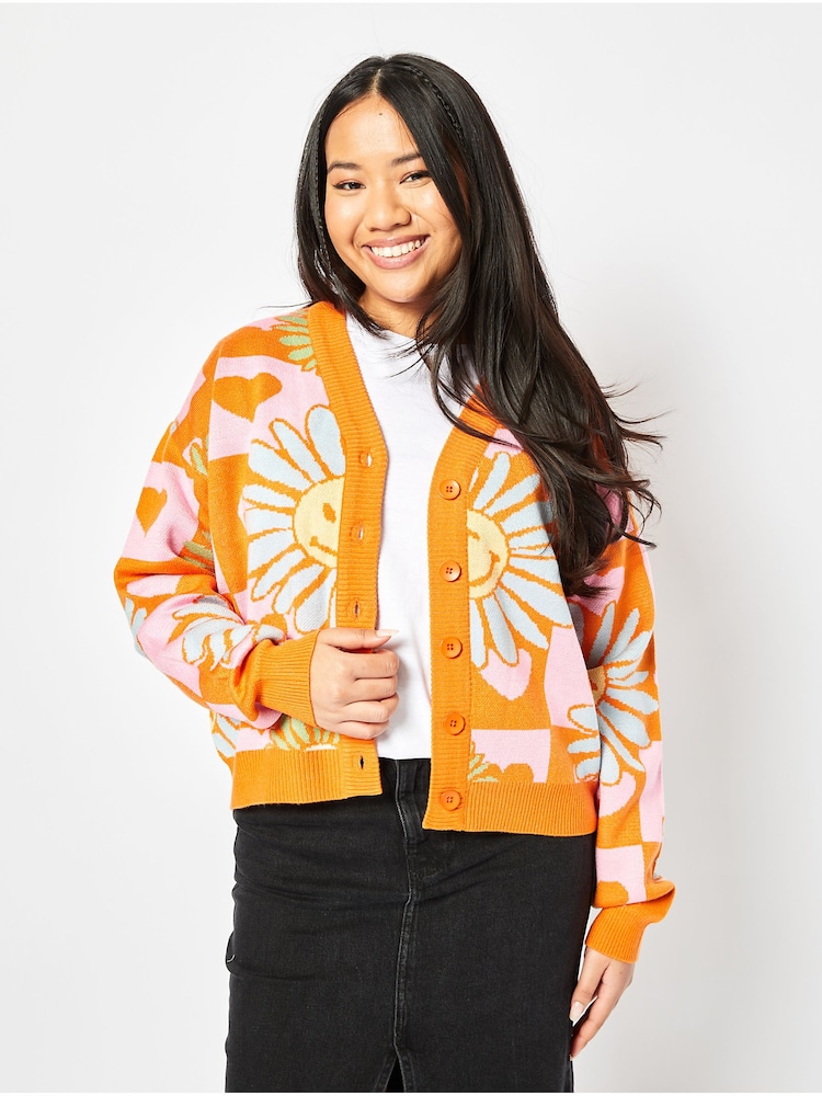 Love Heart Knit Cardigan in Multi - Image 2 of 3 Love Heart Knit Cardigan in Multi - Image 2 of 3