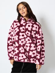 Skinnydip Pink Abstract Floral Longline Fleece - Image 1 of 3