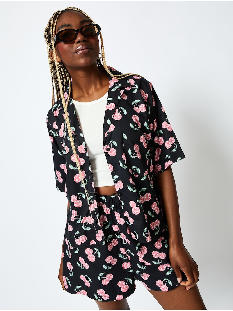 Disco Cherry Shirt in Black - Image 1 of 3