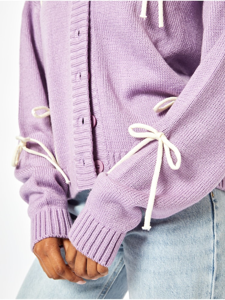 Skinnydip In Your Bow Era Knit Cardigan in Lilac - Image 4 of 4 Skinnydip In Your Bow Era Knit Cardigan in Lilac - Image 4 of 4