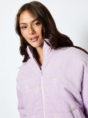 Skinnydip Lilac Wildflower Corduroy Puffer Jacket - Image 3 of 3