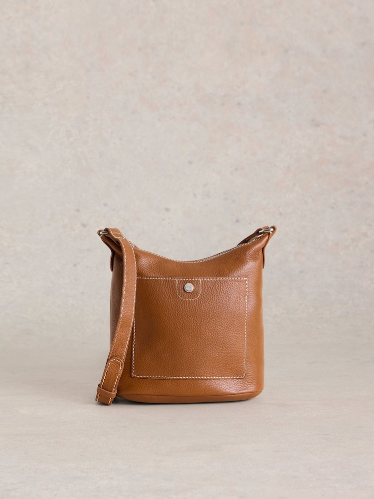 White Stuff Brown Mini Fern Leather Cross-Body Bag - Image 1 of 6