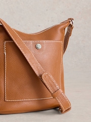 White Stuff Brown Mini Fern Leather Cross-Body Bag - Image 4 of 6