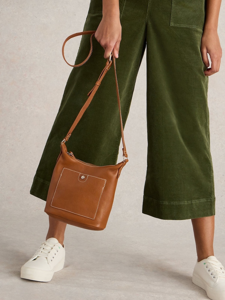 White Stuff Brown Mini Fern Leather Cross-Body Bag - Image 6 of 6