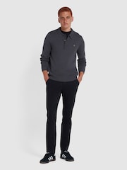 Farah Charcoal Grey Hamlet Long Sleeve Knit Polo Shirt - Image 2 of 5