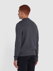 Farah Charcoal Grey Hamlet Long Sleeve Knit Polo Shirt - Image 3 of 5