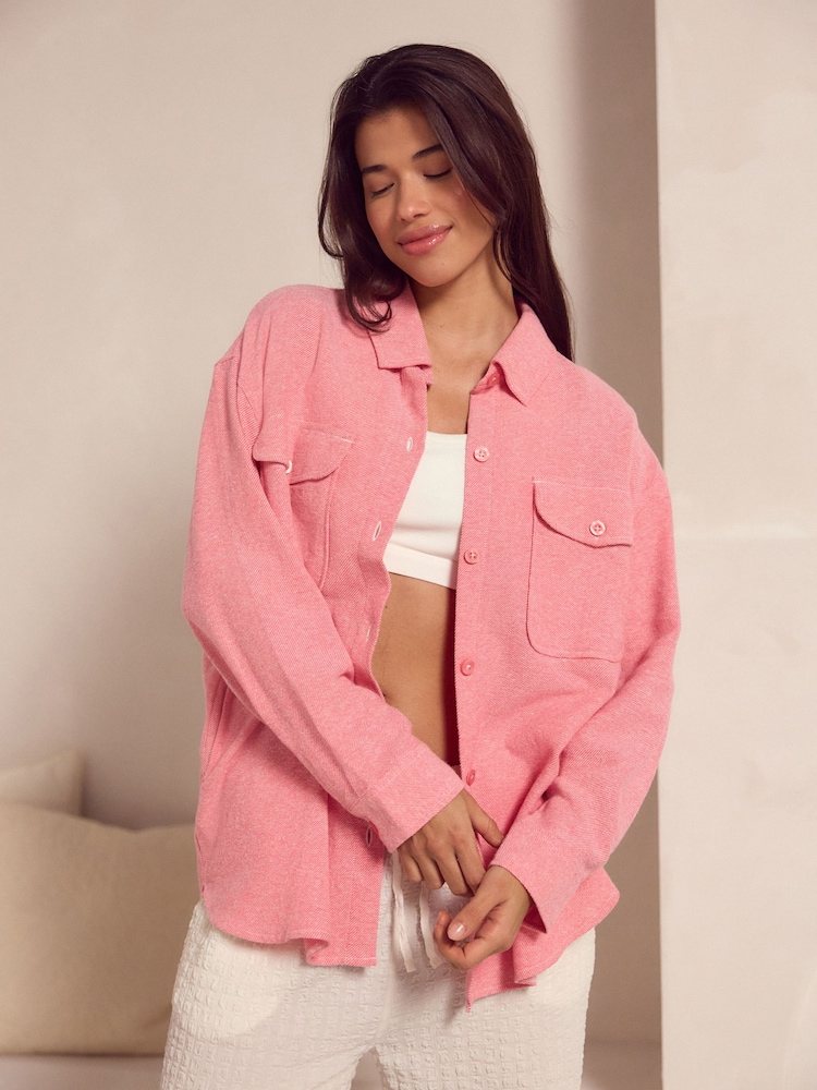 Pink Lightweight Flannel 100% Cotton Shacket - Image 2 of 6