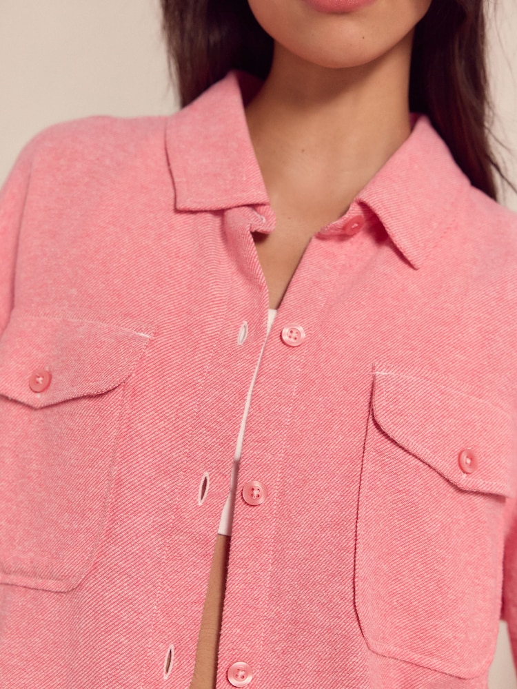 Pink Lightweight Flannel 100% Cotton Shacket - Image 6 of 6