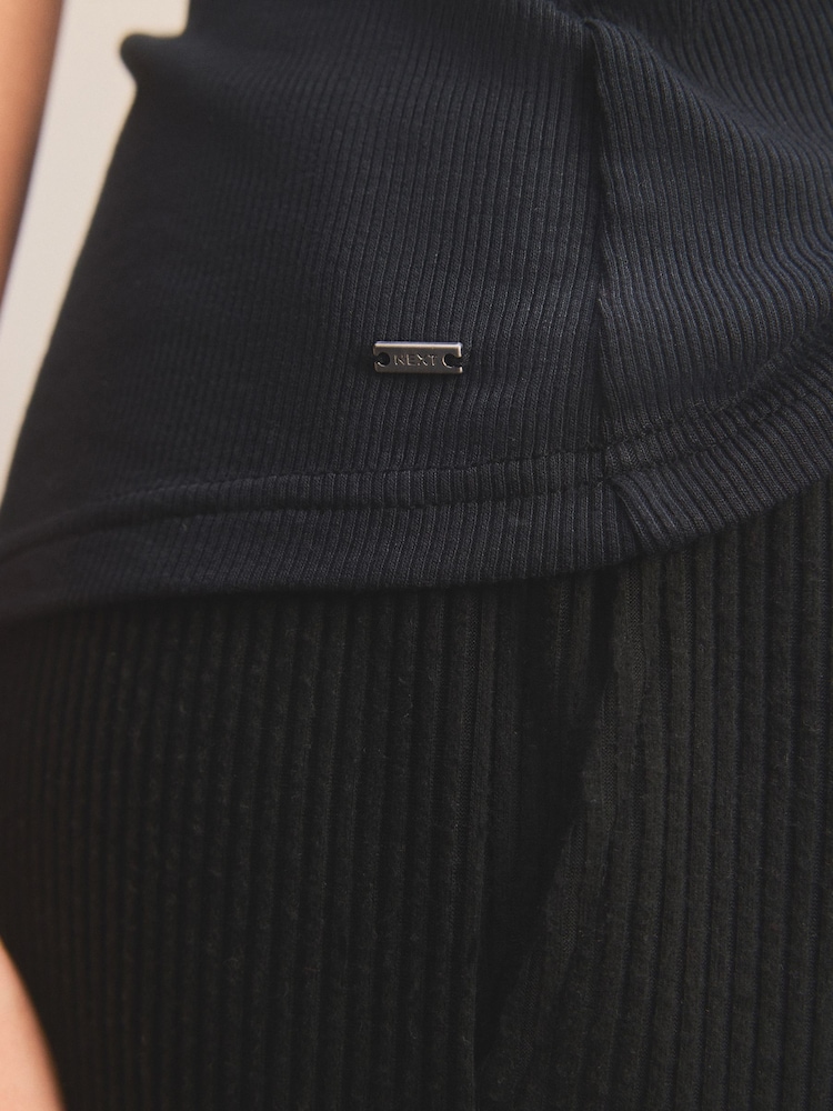 Black Knitlook Vest Lounge Set - Image 4 of 6