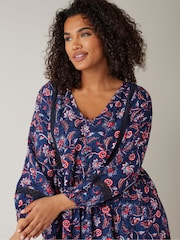 Evans Blue & Red Curve Crochet Trim Top - Image 4 of 5