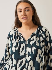 Evans Blue Abstract Animal Print Top - Image 4 of 5