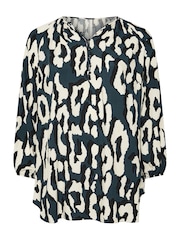 Evans Blue Abstract Animal Print Top - Image 5 of 5