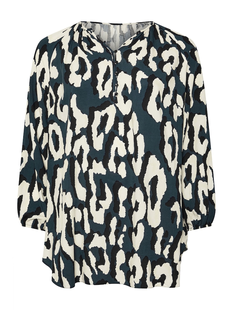Evans Blue Abstract Animal Print Top - Image 5 of 5
